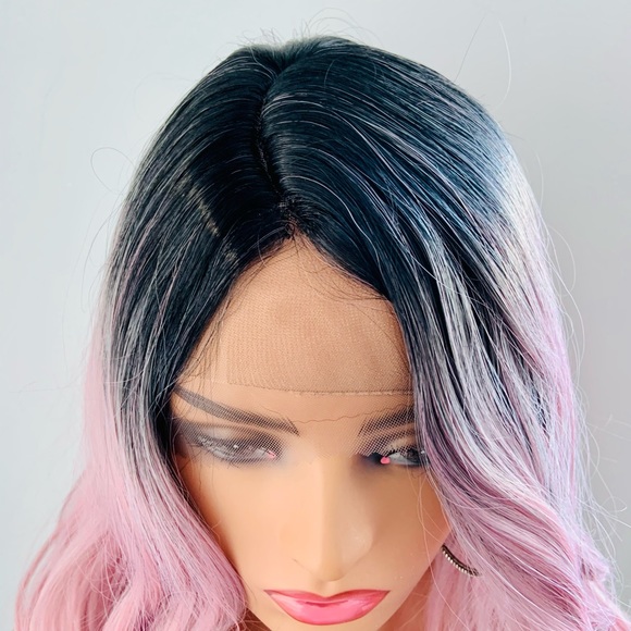 A Pretty 22” Ombre Pink Lace Front Premium Fiber Wig - Picture 3 of 11